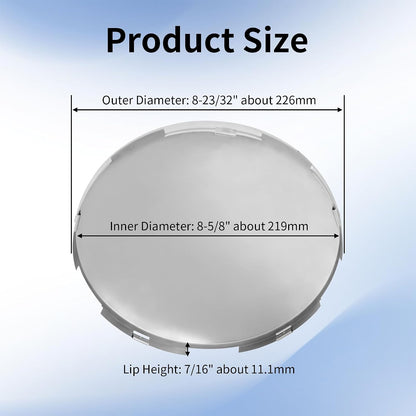 2 PCS Chrome Semi Truck Hub Cap Covers, 5 Even Notched - Fits 8-23/32" Front Wheel Hub Caps, 7/16" Lip with Pre-Installed Clips, Dome Metal Covers Replaces MW1273BK ACX43200