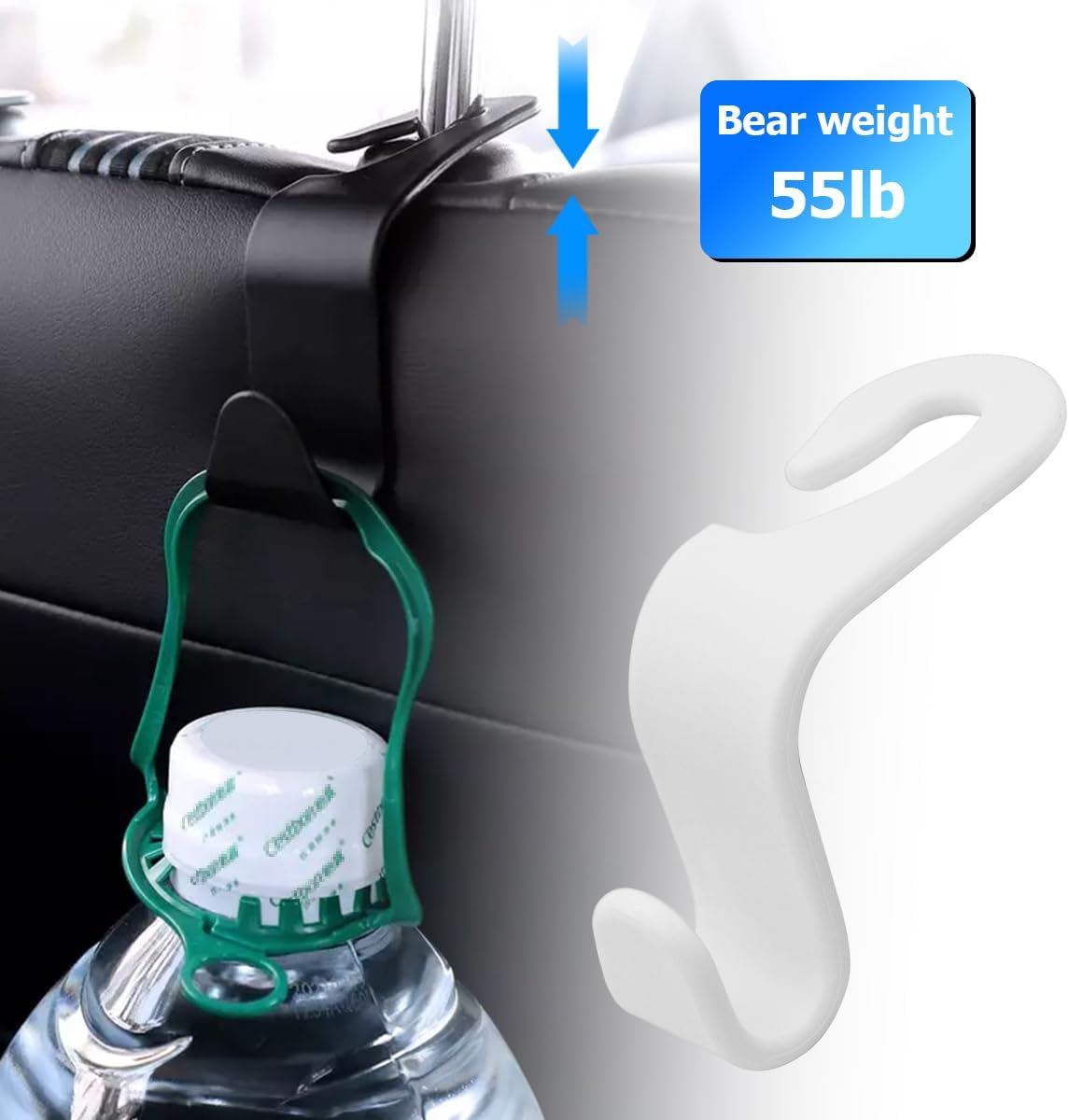 4 Pack Car Seat Headrest Hooks for Vehicle Seats, White