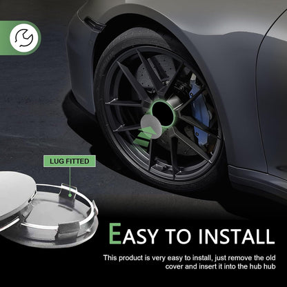 4PCS Car Wheel Center Caps, 60MM/2.36In OD 56MM/2.2In ID Center Hub Cover, ABS Snap-in Vehicle Rim Hub Caps, Rustproof Dustproof Center Cap for Rims, Universal Wheel Hub Decoration (Silver)