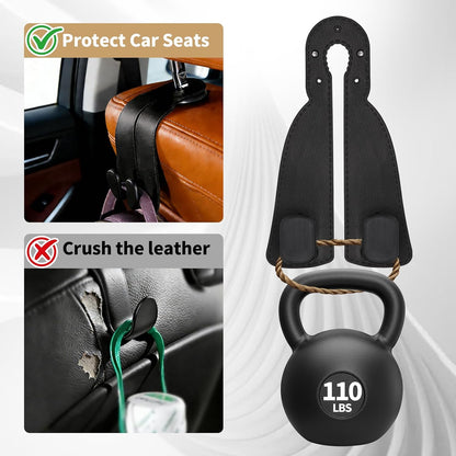 4 Pack Headrest Hooks for Car, Leather Car Seat Back Storage Hooks, Car Purse Holder for Purses and Handbags
