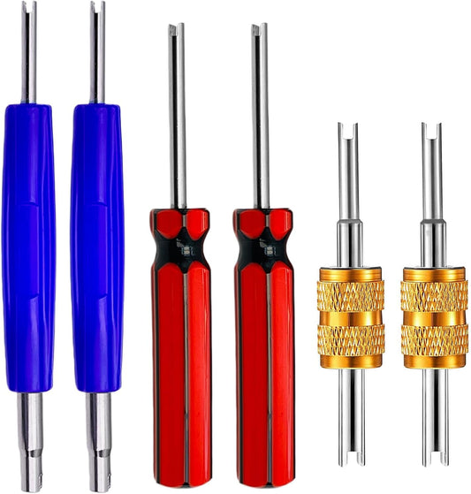 6Pcs Valve Stem Removal Tool Kit, R134 R12 A/C HVAC Air Conditioner Schrader Valve Stem Core Remover Tool