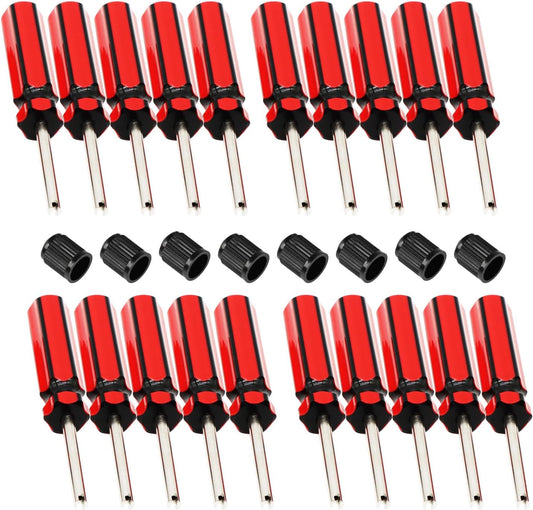 20 Pcs 6523339 Valve Core Removal Tool w/ 8 Tire Valve dust Cap Automotive Car Motorcycle Truck Bike Screwdriver Valve Stem Core Remover Tire Repair Install Tool