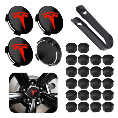 4 Pack Car Wheel Center Hub Cap Kit with 22 Lug Nut Covers