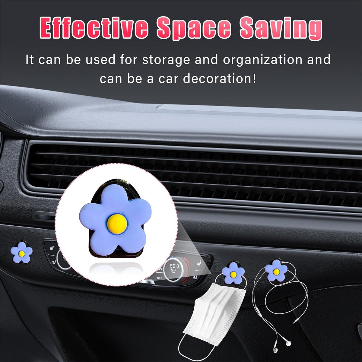 Augeny 8 PCS Car Seat Headrest Hook, Auto Seat Hook Hanger Storage Organizer, Adhesive Hooks for Purse Coat Umbrella Grocery Bag, Universal Interior Accessories for All Vehicles (Blue)