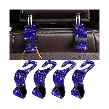 Zpana 4PCS Bling Car Seat Headrest Hooks, Crystal Rhinestones, Pink