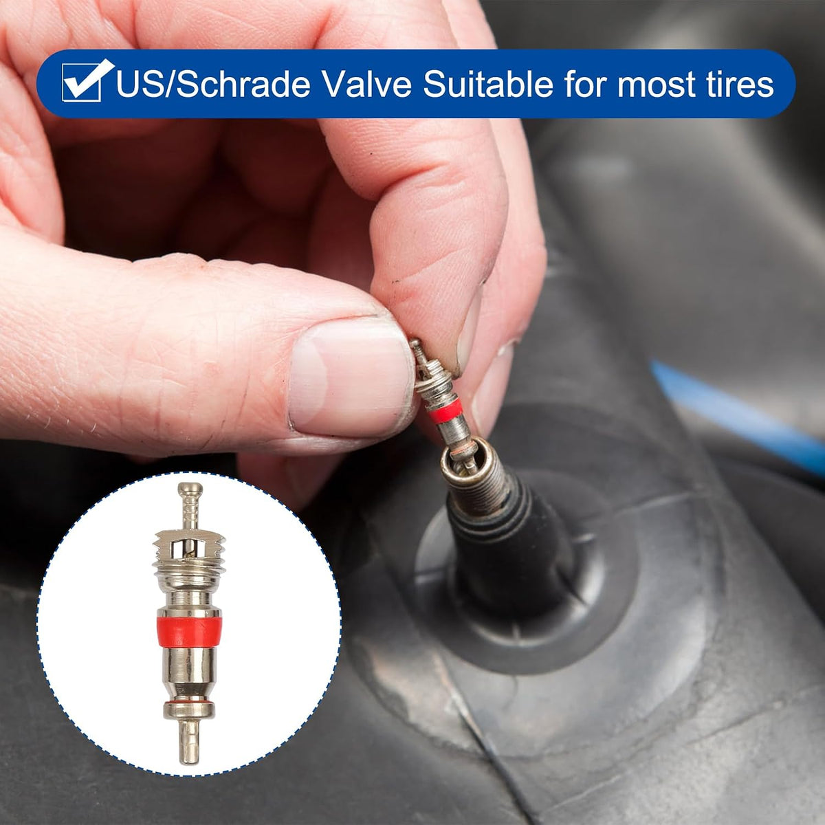 9002/TRC1 Nickel Plated Brass Tire Valve Core for Most Automotive, RV, ATV, Tire Valve Stems Remover Replacement, Length 0.75'',Dia 0.2'', Pack of 100