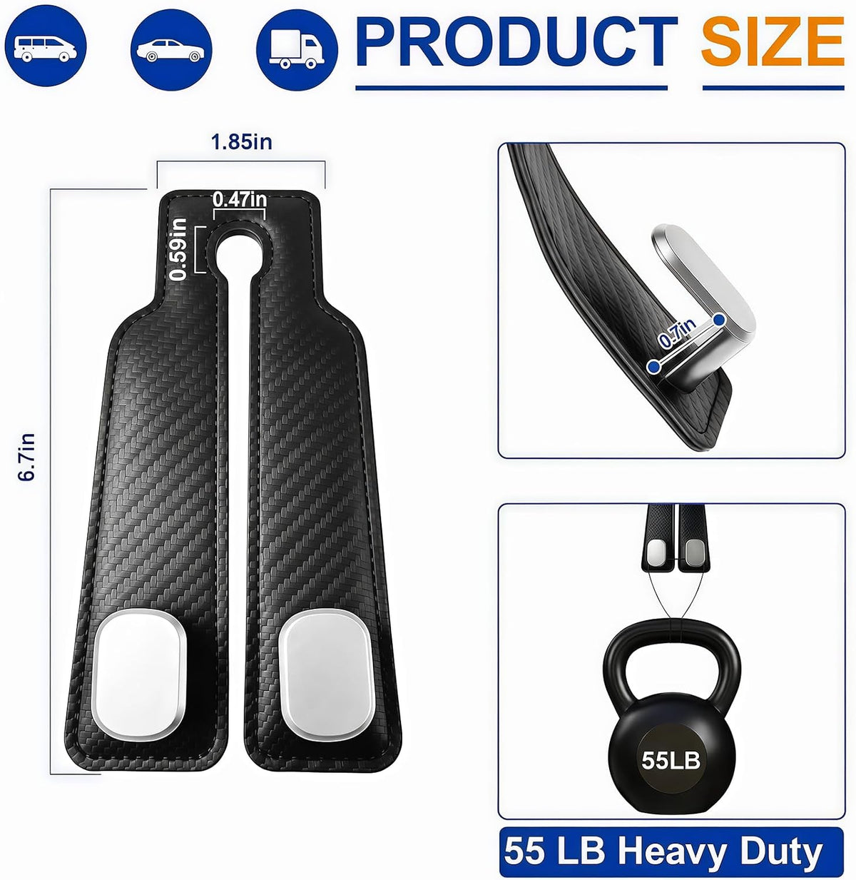 Car Purse Hook, 4-Pack Leather Headrest Hooks for Car