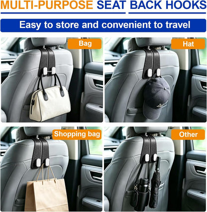 Car Purse Hook, 4-Pack Leather Headrest Hooks for Car
