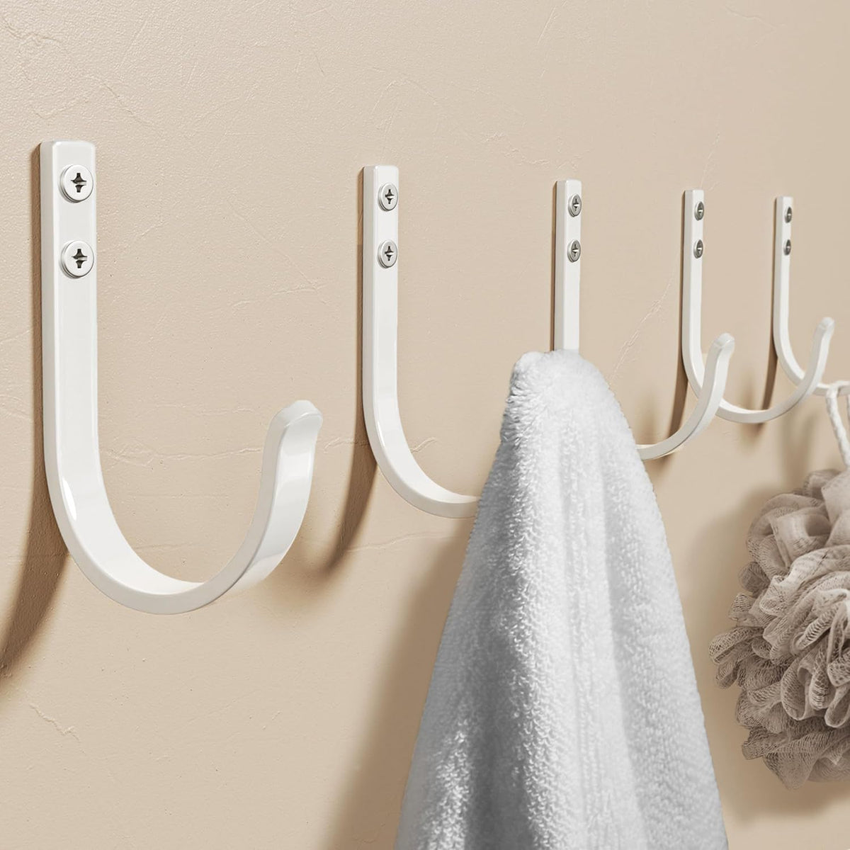 22LB Wall Hooks for Hanging Towel/Coat, Black 5 Pack