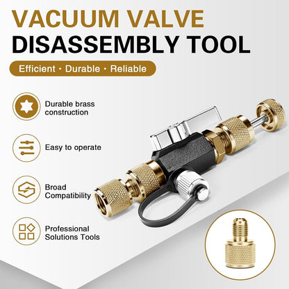 HVAC Valve Core Removal Tool,Valve Core Remover Installer Tool,1/4"& 5/16" Dual Valve Mega Flow Vacuum-Rated Valve Core Removal Tool,20 Microns Vacuum,Essential HVAC Tools for R32 R410 R22 R12