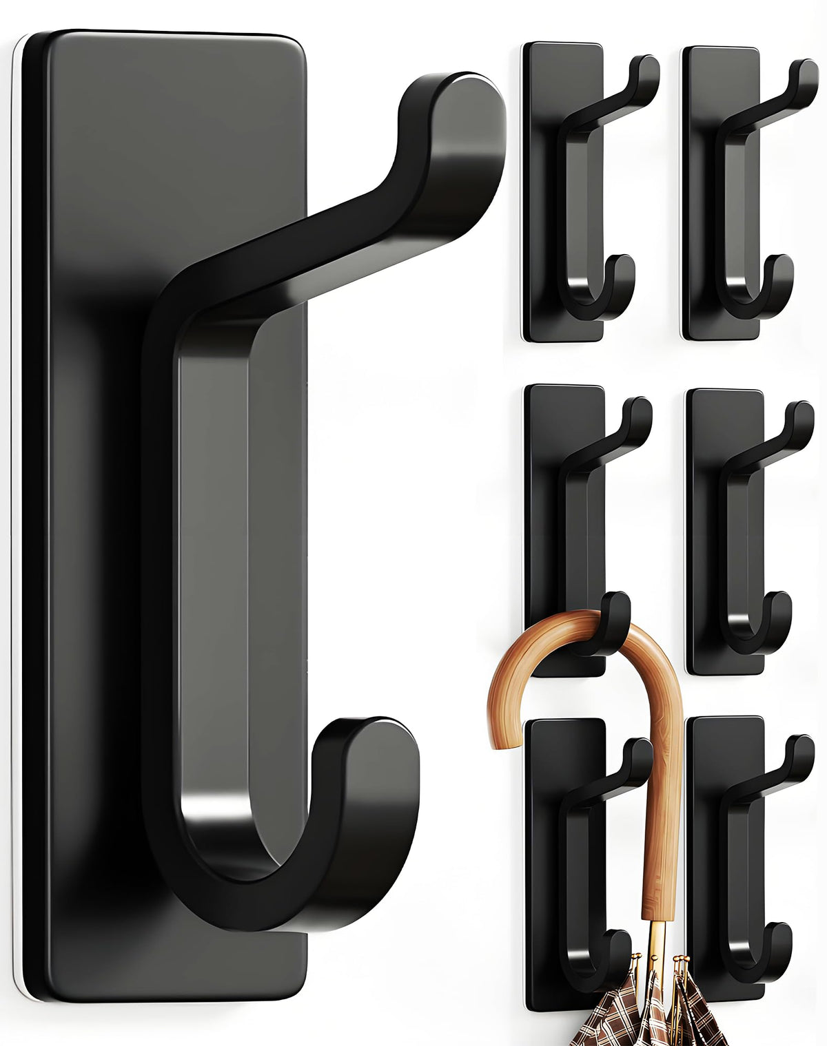 pickpiff 12 Pack Wall Hooks for Coat and Towel: 13LB Adhesive Door Hanger Stick on, Black