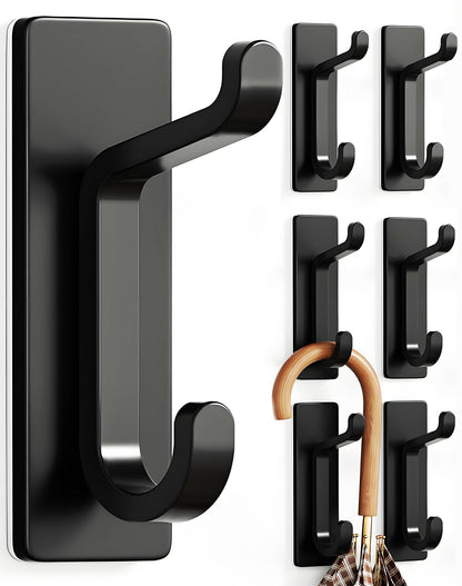 pickpiff 12 Pack Wall Hooks for Coat and Towel: 13LB Adhesive Door Hanger Stick on, Black