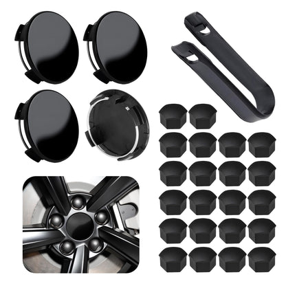 4 Pack Car Wheel Center Hub Cap Kit with 22 Lug Nut Covers