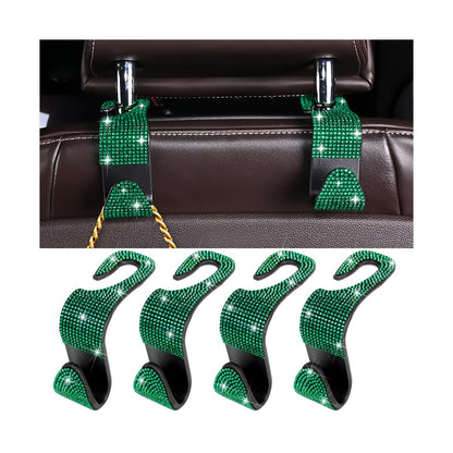 Zpana 4PCS Bling Car Seat Headrest Hooks, Crystal Rhinestones, Pink