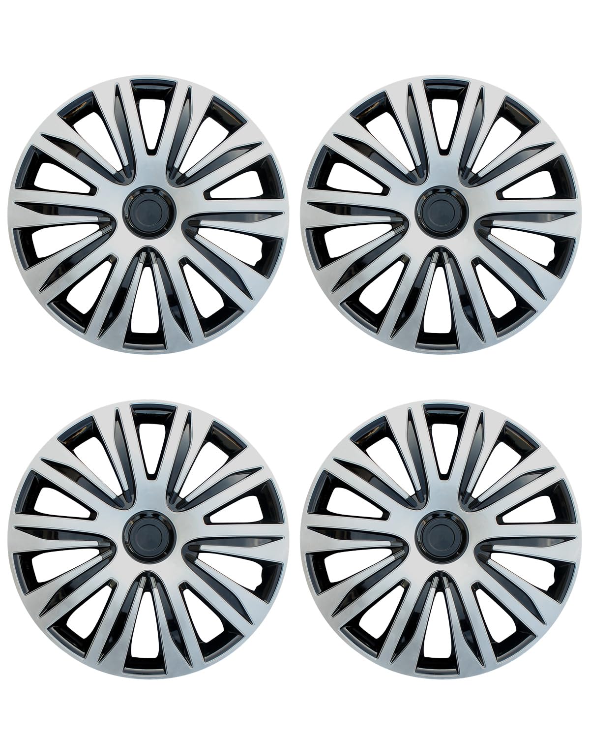 ABX Hubcap Wheel Covers Hub Caps 16 Inch Set of 4 Black & Silver Universal Wheel Rim Cover R16 Stylish Car Decor Wheel Covers for Toyota Camry Nissan Mazda (Black-A1, 16 inch)
