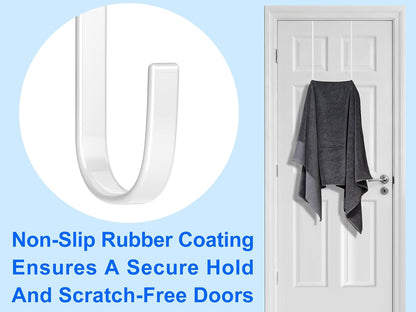 Single Extra Long Over Door Steel Hooks 4 Pack Fit 1-3/8" Door 14.2" White