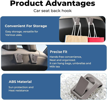 2 Packs Upgraded Foldable Car Seat Headrest Hidden Hooks for Volvo