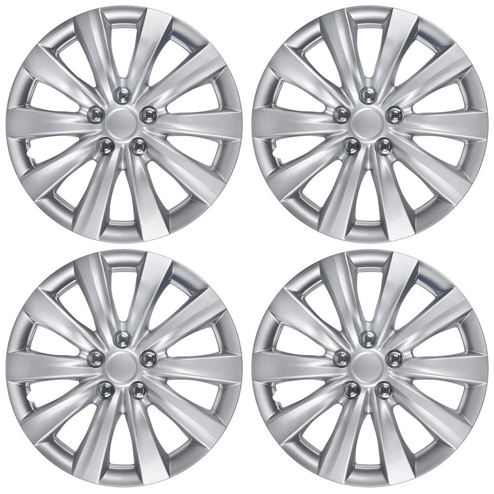 BDK 15 Inch Snap-On Hubcap Wheel Covers (Set of 4), 6-Spoke Original Design