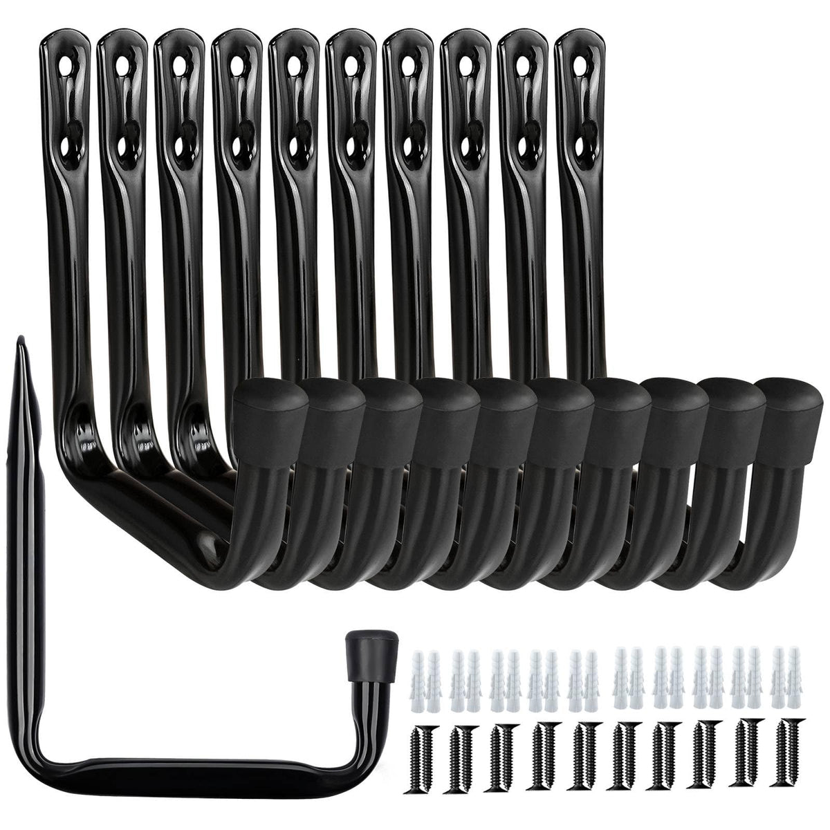 Dreecy J Utility Hooks for Hanging Heavy Duty Garage Storage Utility Hooks for Garage Wall, Color Black, 6 Pack