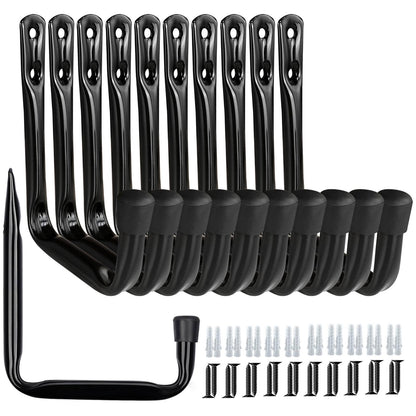 Dreecy J Utility Hooks for Hanging Heavy Duty Garage Storage Utility Hooks for Garage Wall, Color Black, 6 Pack