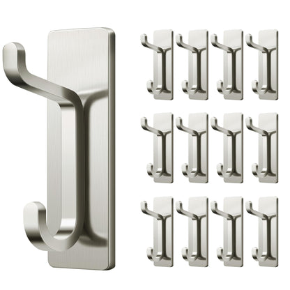 pickpiff 12 Pack Wall Hooks for Coat and Towel: 13LB Adhesive Door Hanger Stick on, Black