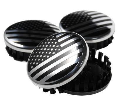 (Set of 4) for Chevrolet 3 1/4 inches=83mm Blackout American USA Flag Wheel Center Caps Covers HubCap fit Most 18"&20"&22" Rims for Suburban Silverado Tahoe & GMC Sierra Yukon Denali 22837060 9596403