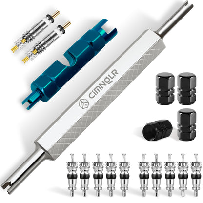 Tire Valve Core & Stem Removal Tool, Schrader Remover with 6Pcs Valve Cores