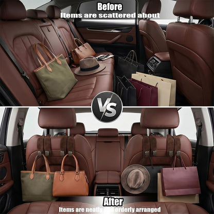 2 Pcs Purse Hook for Car, Leather Headrest Hooks for Car Seat, Universal Car Hooks Bag Holder for Purses, Handbags, Grocery Bags, Vehicle Seat Back Storage Organizer (Brown)