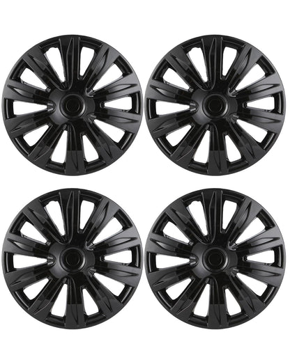 ABX Hubcap Wheel Covers Hub Caps 16 Inch Set of 4 Black & Silver Universal Wheel Rim Cover R16 Stylish Car Decor Wheel Covers for Toyota Camry Nissan Mazda (Black-A1, 16 inch)