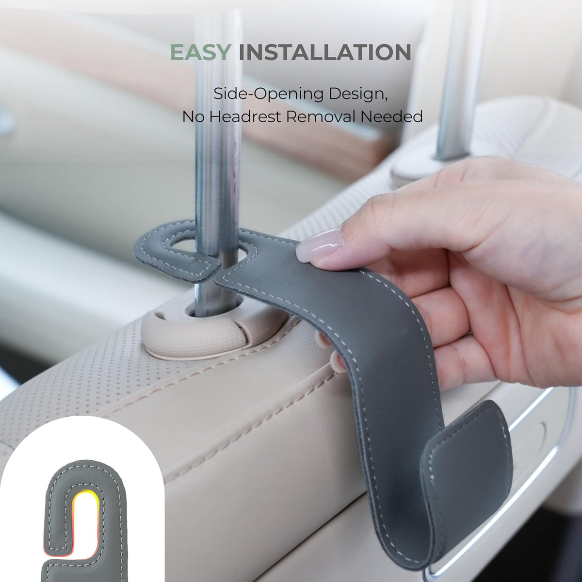 2 Pack Purse Holder for Car, Universal Leather Car Seat Hook, Car Organizer