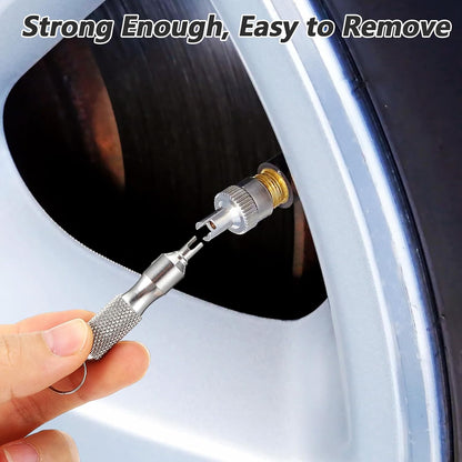 2 PCS Valve Core Removal Tool Keychain, Stainless Steel Tire Valve Stem Tool Portable Valves Core Disassembly and Repair Tools for Bicycle Car Motorcycle Repair Install Accessory