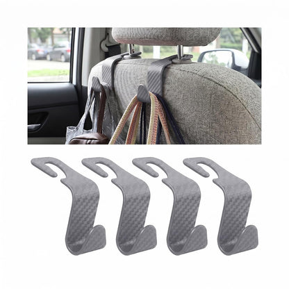 4 Pack Headrest Hooks for Vehicle Seats, Black/Black Flag