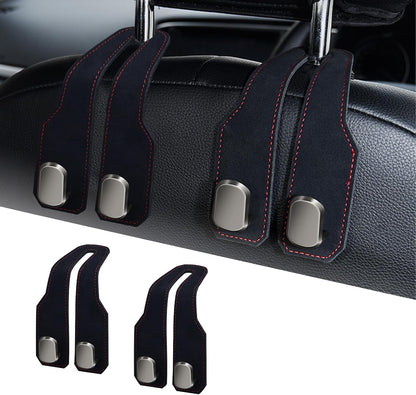 Car Purse Hook, Car Seat Headrest Hooks, Black Leather 2 Pack