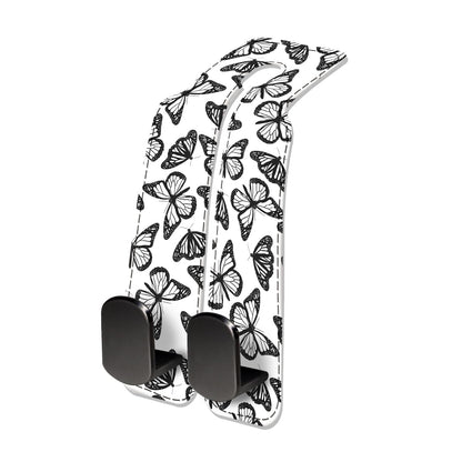 Car Seat Headrest Hook, Universal Leather Cute Hanger Holder Hook, Storage Organizer Interior Accessories for Purse Bags Handbag Retro Cowhide Plaid