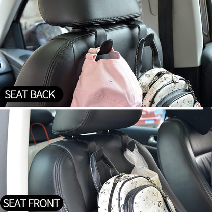2 Pack Car Headrest Hooks, Microfiber Leather & Alloy Purse Hook Holds 45lb