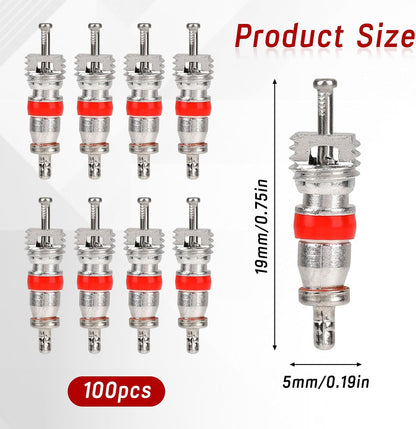 100pcs Valve Stem Core Replacement Kit, Premium Tyre Tire Valve Cores, Tire Valve Stems Standard Valve Core, Universal Tire Valve Core for Most Models of Cars, Trucks, Motorcycles and Bicycles