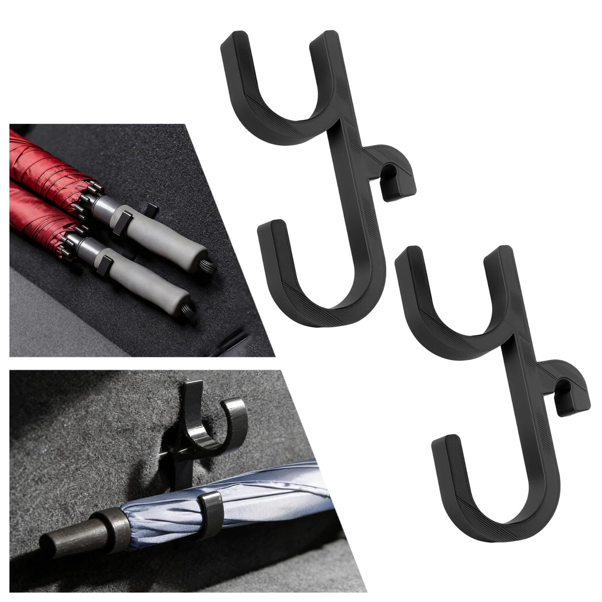 2PCS Double Car Umbrella Hook,No Drilling Car Umbrella Holder Stable Placement of Umbrellas for Trunks,Non-Wobbly Umbrellas Holder for Cars Interior Accessories as Cars Hook (One Hook)