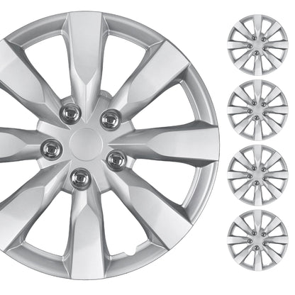 BDK 15 Inch Snap-On Hubcap Wheel Covers (Set of 4), 6-Spoke Original Design