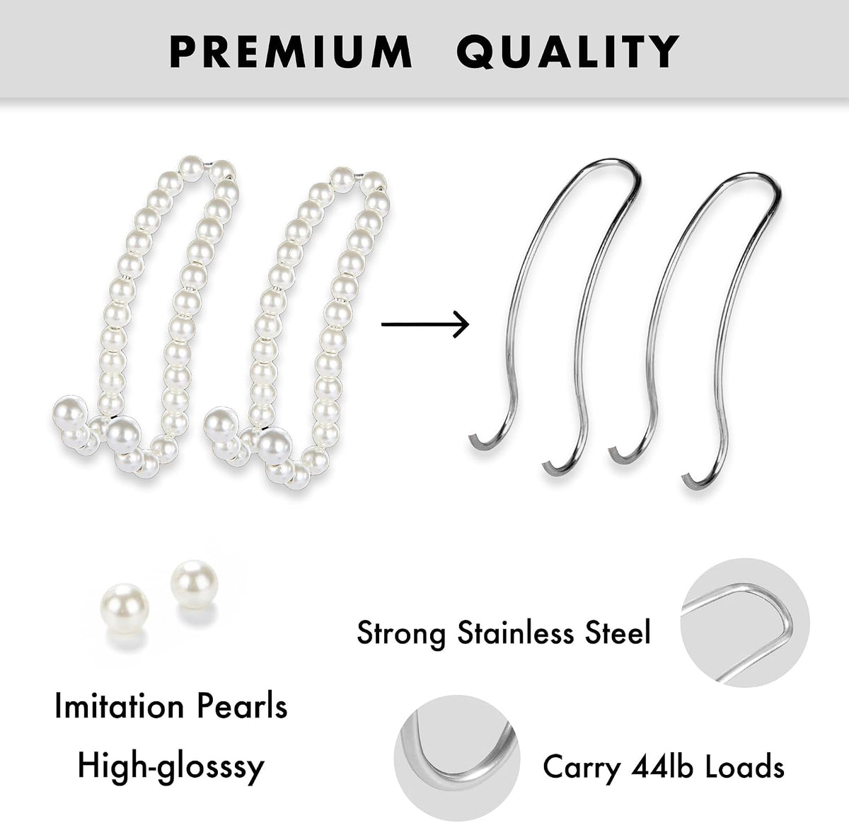 Purse Hook for Car, Pearl Bag Holder for Seat Headrest, 2-Pack