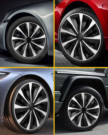 ABX Hubcap Wheel Covers Hub Caps 16 Inch Set of 4 Black & Silver Universal Wheel Rim Cover R16 Stylish Car Decor Wheel Covers for Toyota Camry Nissan Mazda (Black-A1, 16 inch)