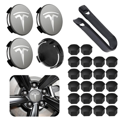 4 Pack Car Wheel Center Hub Cap Kit with 22 Lug Nut Covers