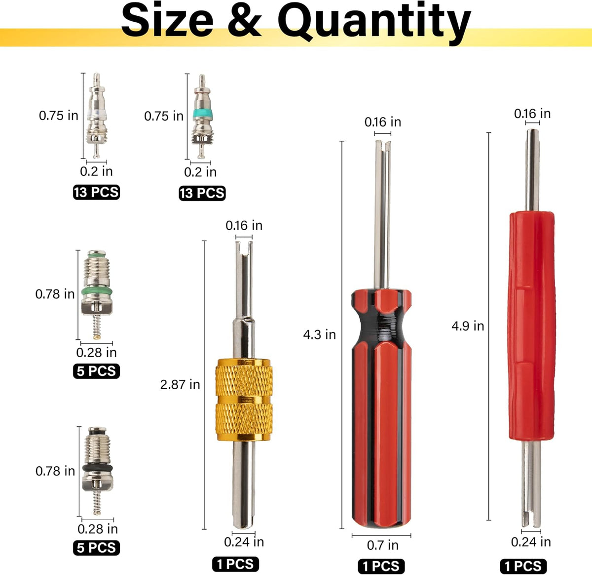39 PCS Air Conditioning Valve Core Accessories Kit, Schrader Valve Tool