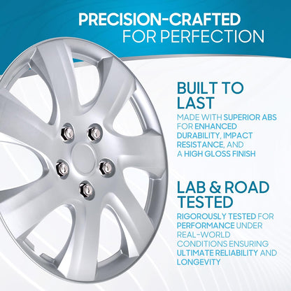 BDK Hubcaps Wheel Covers For (2006-2014) Toyota Camry 16 Inch Hubcaps Set Of 4, Snap-on Direct OEM Replacement For Toyota Camry Hubcaps 16 Inch Wheel Covers Impact-Resistant High Durability