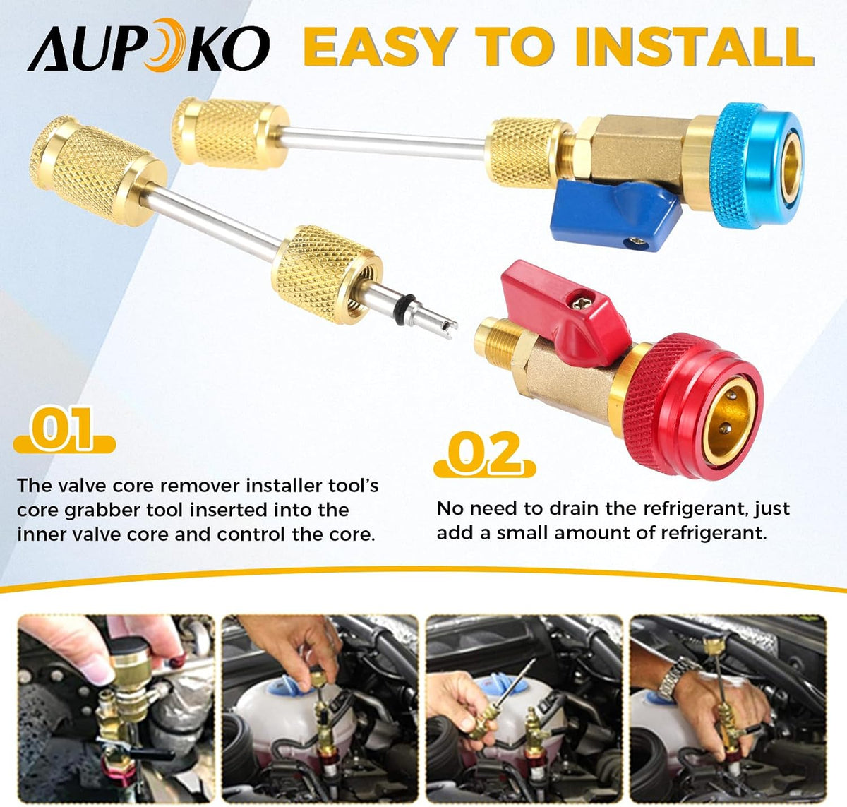 R134A Valve Core Quick Remover Installer High Low Pressure Core Remover Kit