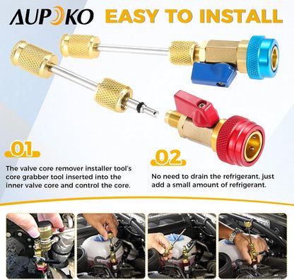 R134A Valve Core Quick Remover Installer High Low Pressure Core Remover Kit