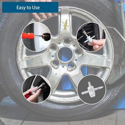 ZUFECY Tire Valve Removal Tool Installation Kit, 4-Way Valve Tool Single/Dual Head Valve Core Remover Tire Repair Stem Tool (6PCS)