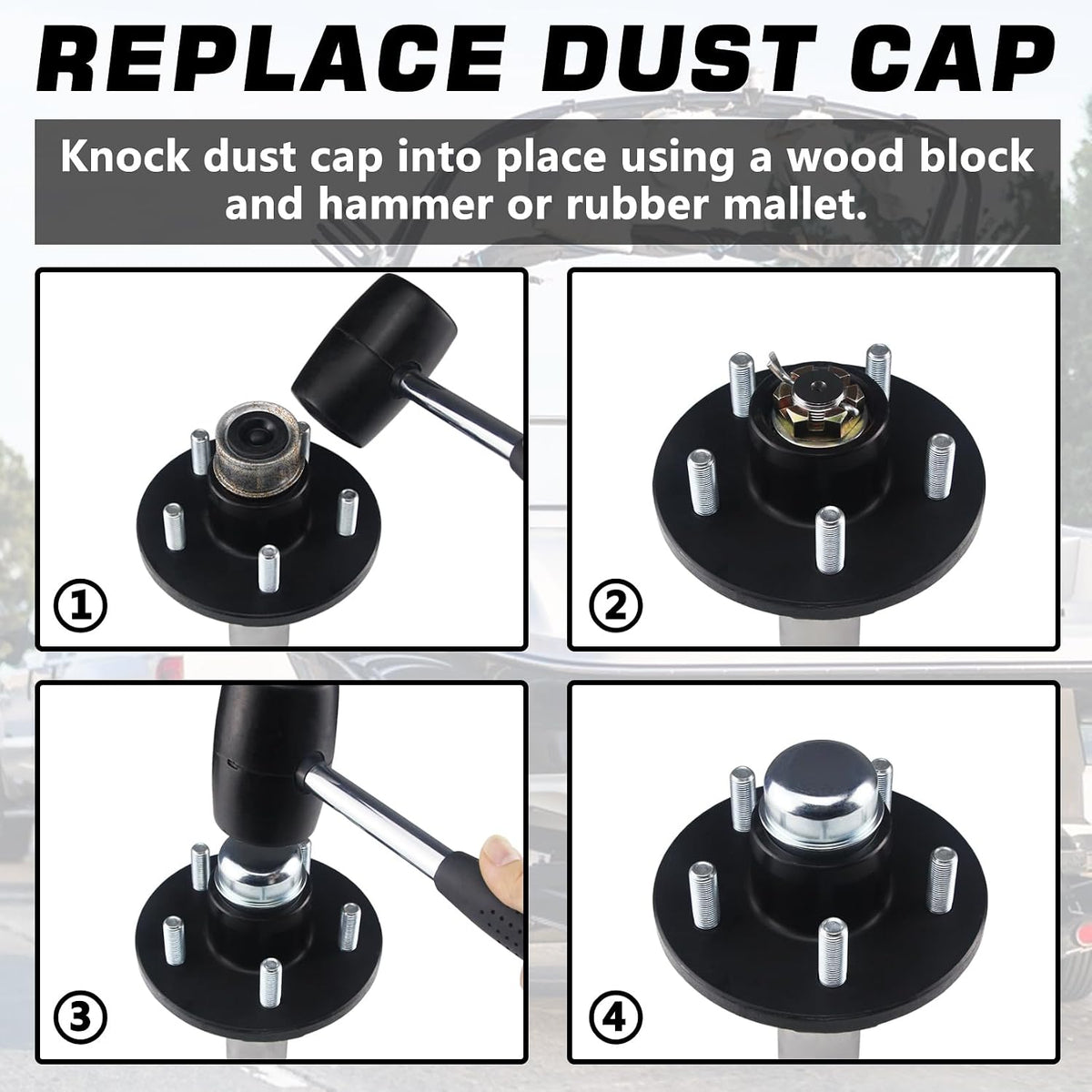 2pcs 1.98'' Trailer Hub Dust Caps for 2000 3500 lb Axle Spindle