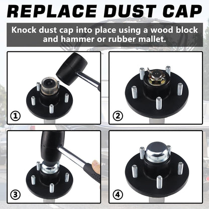 2pcs 1.98'' Trailer Hub Dust Caps for 2000 3500 lb Axle Spindle