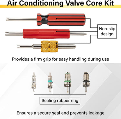 39 PCS Air Conditioning Valve Core Accessories Kit, Schrader Valve Tool