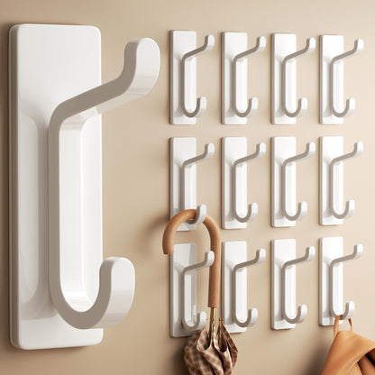 pickpiff 12 Pack Wall Hooks for Coat and Towel: 13LB Adhesive Door Hanger Stick on, Black